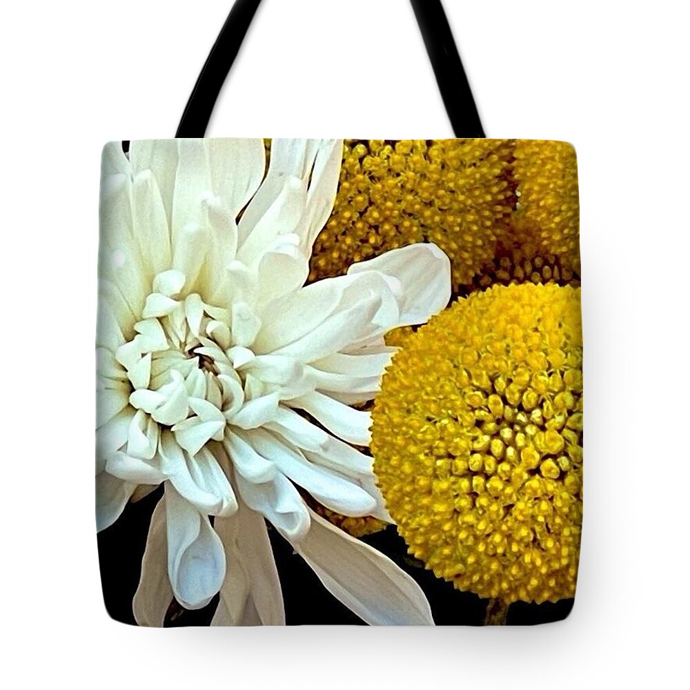 Chrysanthemum and Yellow Spheres - Tote Bag