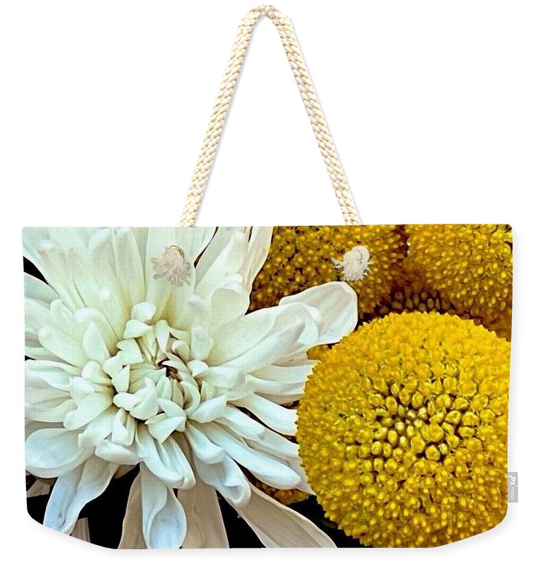 Chrysanthemum and Yellow Spheres - Weekender Tote Bag