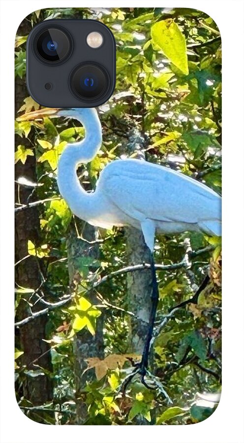 Egret Posing Among Lush Foliage - Phone Case