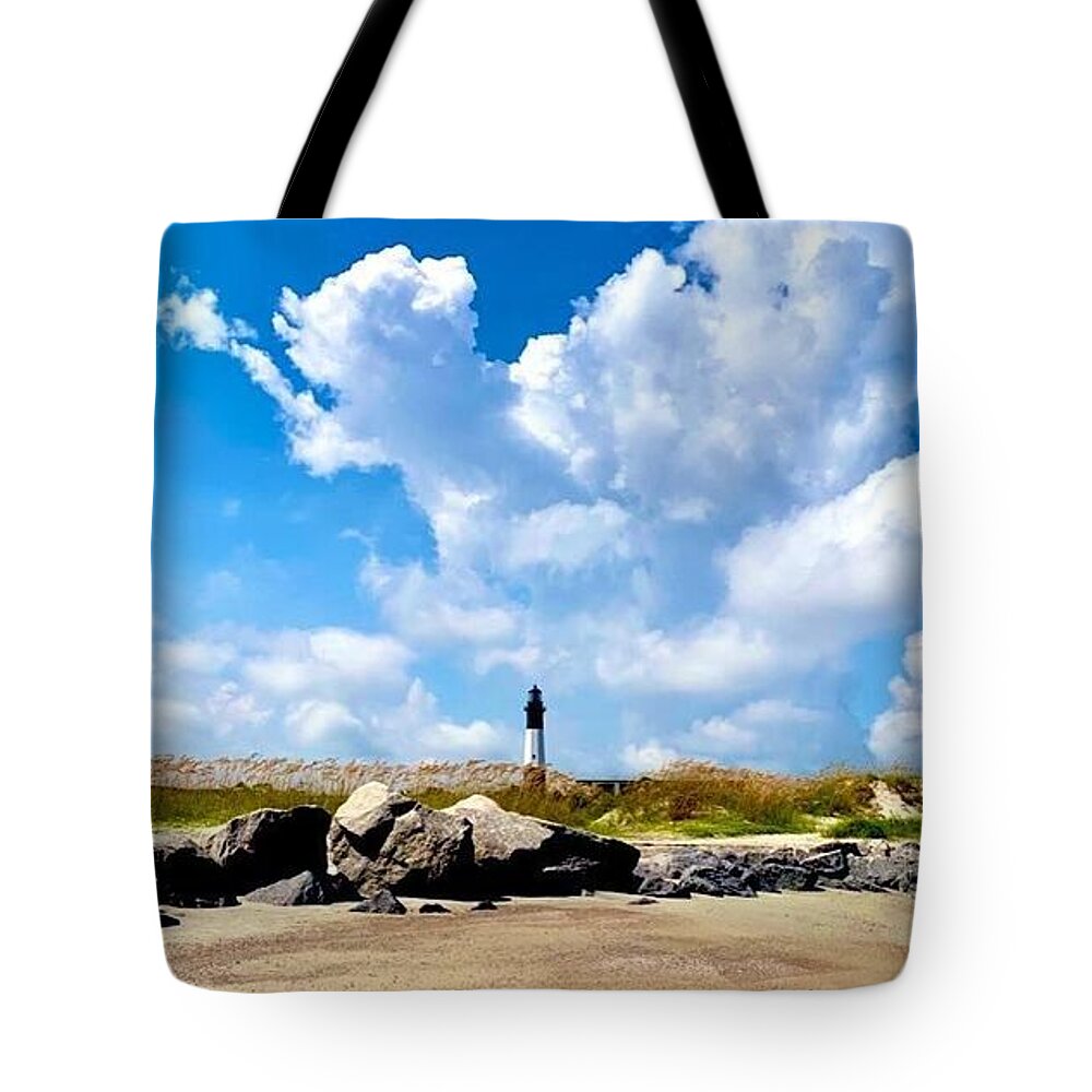 Lighthouse Under Expansive Sky - Tote Bag