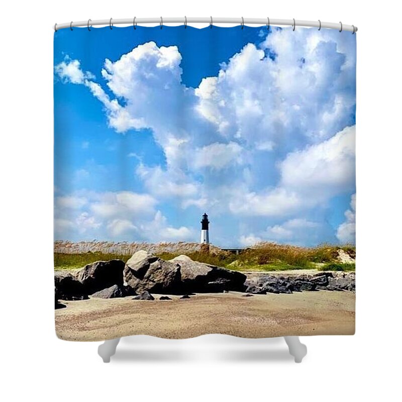 Lighthouse Under Expansive Sky - Shower Curtain