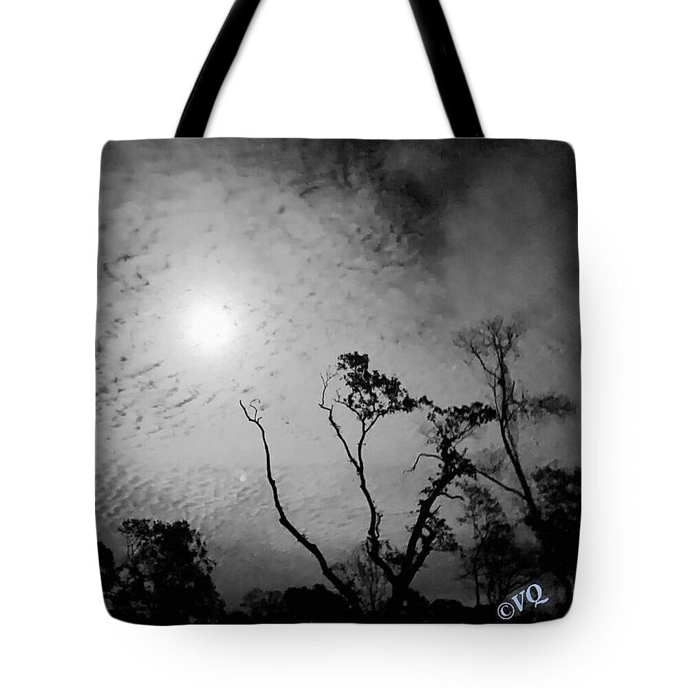 Moonlit Night with Silhouetted Trees - Tote Bag