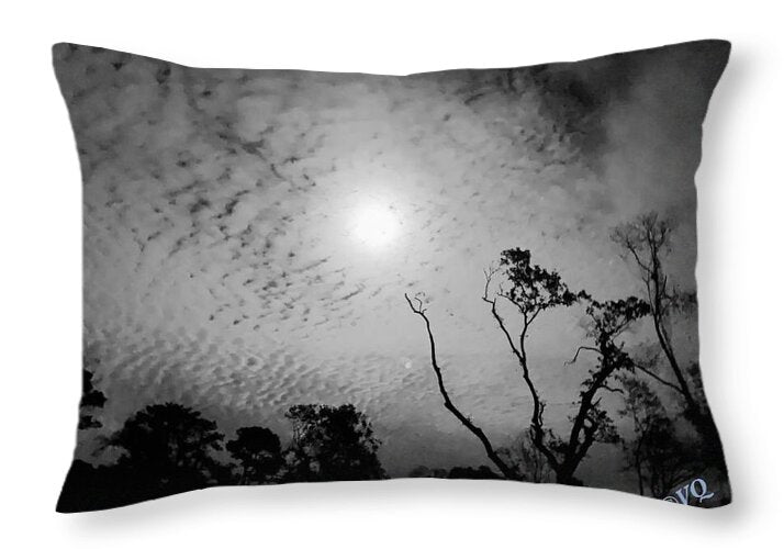 Moonlit Night with Silhouetted Trees - Throw Pillow