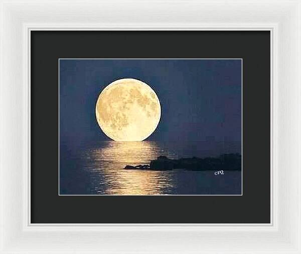 Moonrise Over Tranquil Waters - Framed Print
