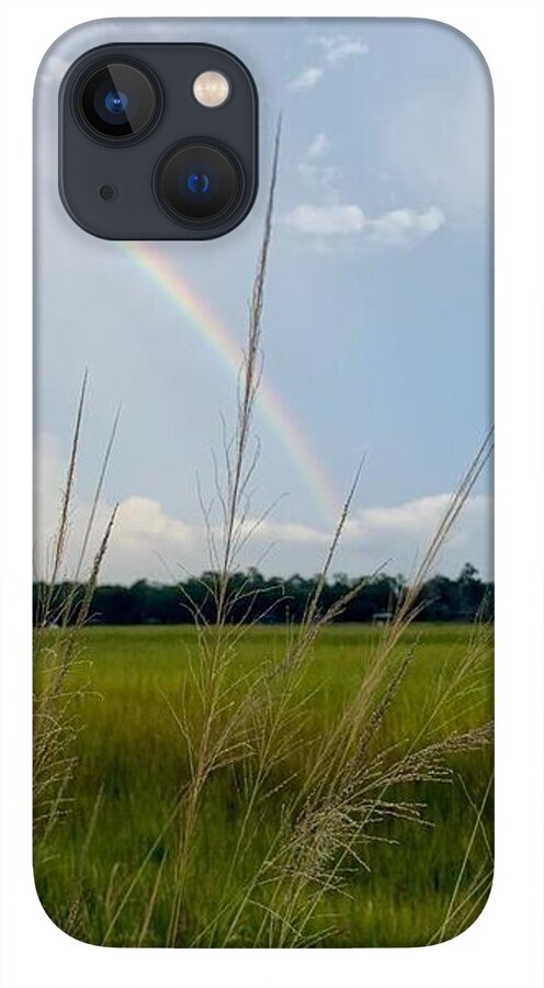 Rainbow Over Peaceful Meadow - Phone Case