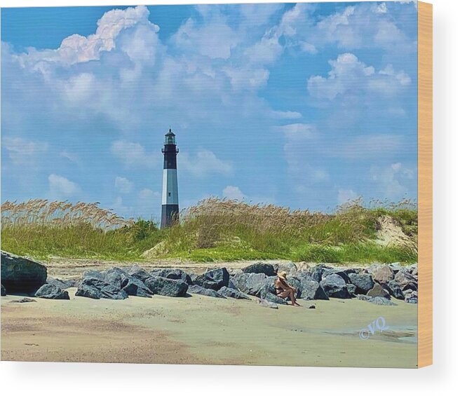 Serene Lighthouse by the Shoreline - Wood Print