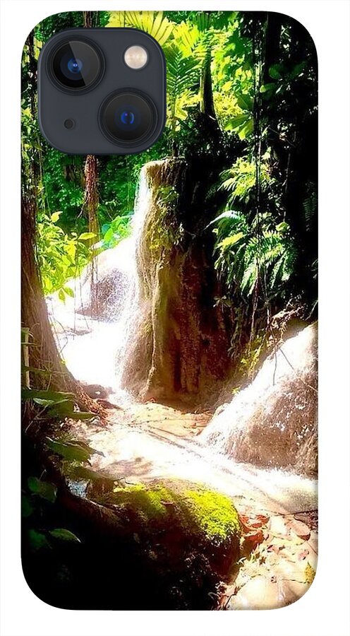 Sunlit Jungle Waterfall - Phone Case