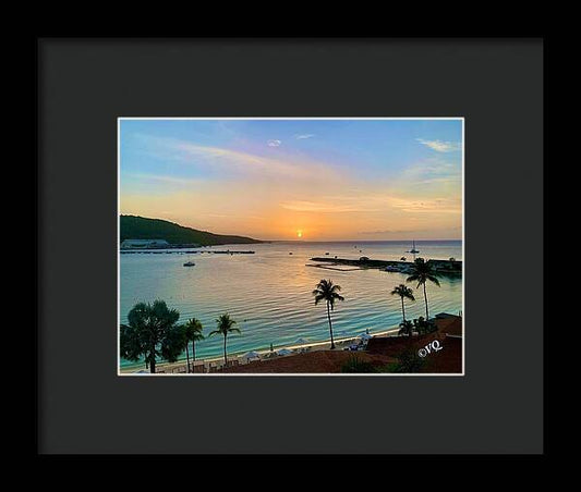 Tropical Sunset Over Serene Bay - Framed Print