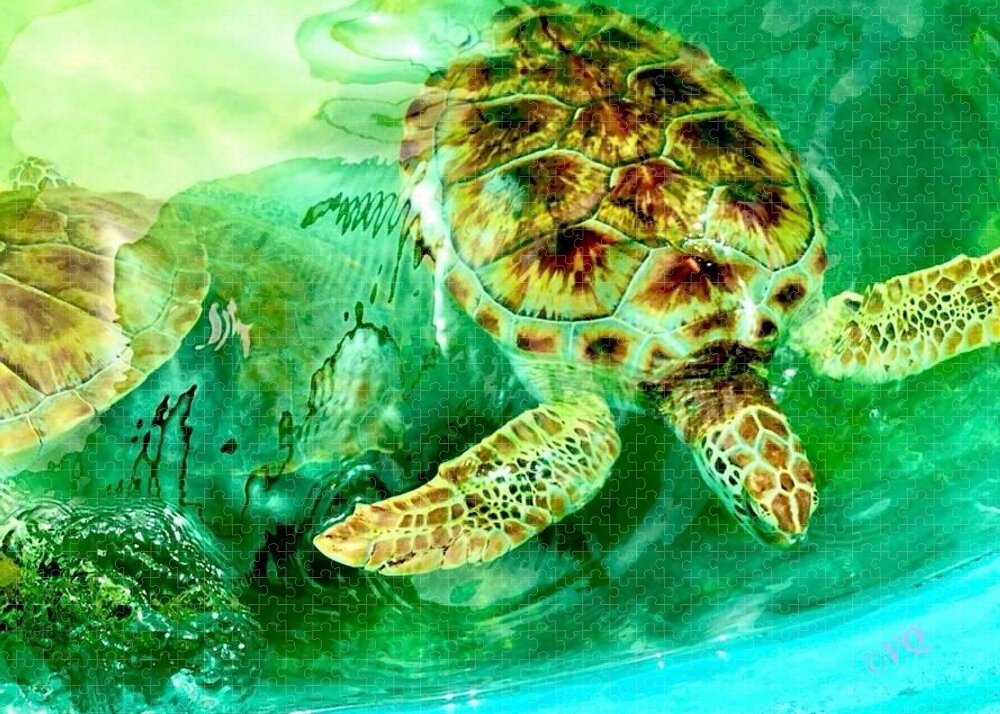Turtles in Vibrant Waters - Puzzle