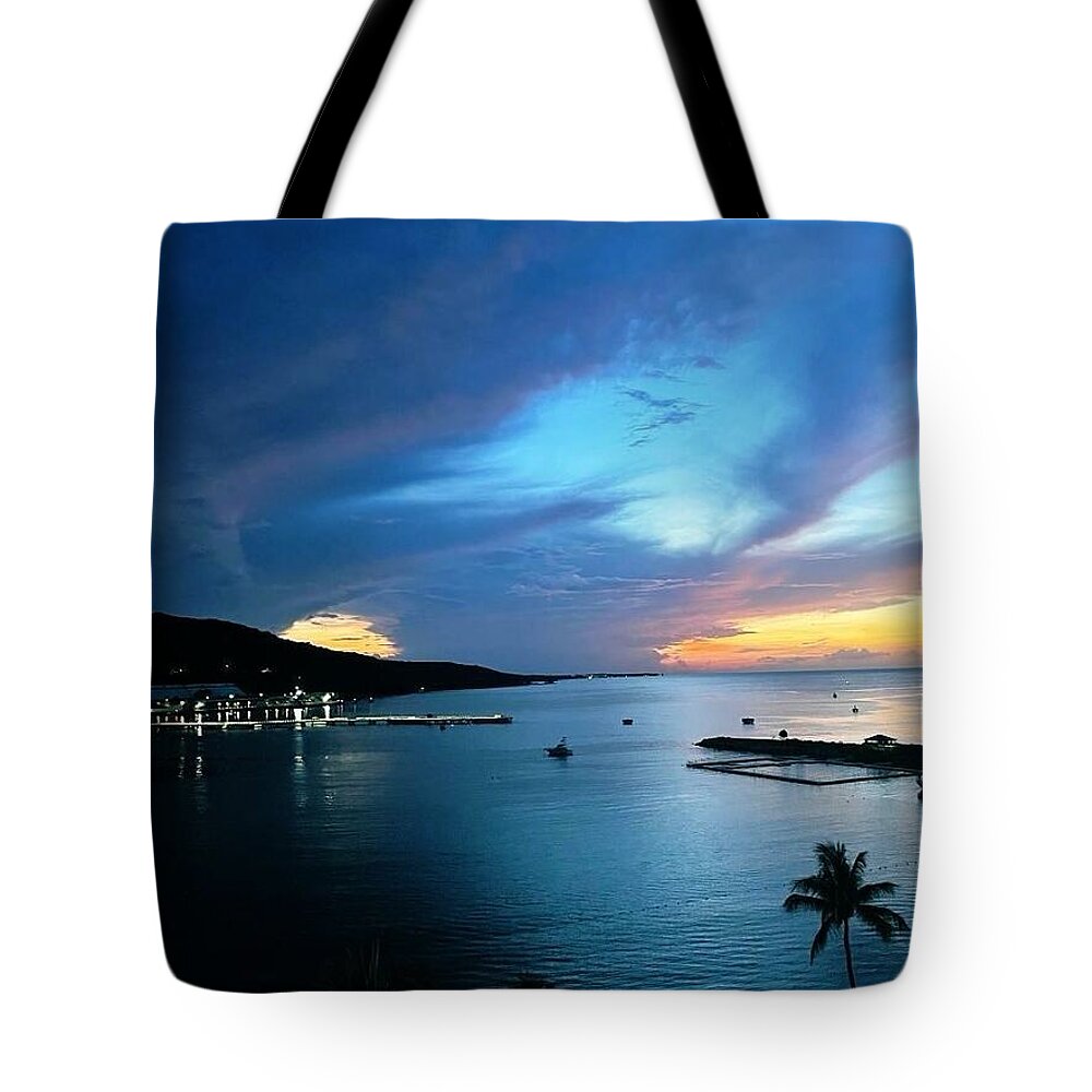 Vibrant Sunset Over Calm Waters - Tote Bag