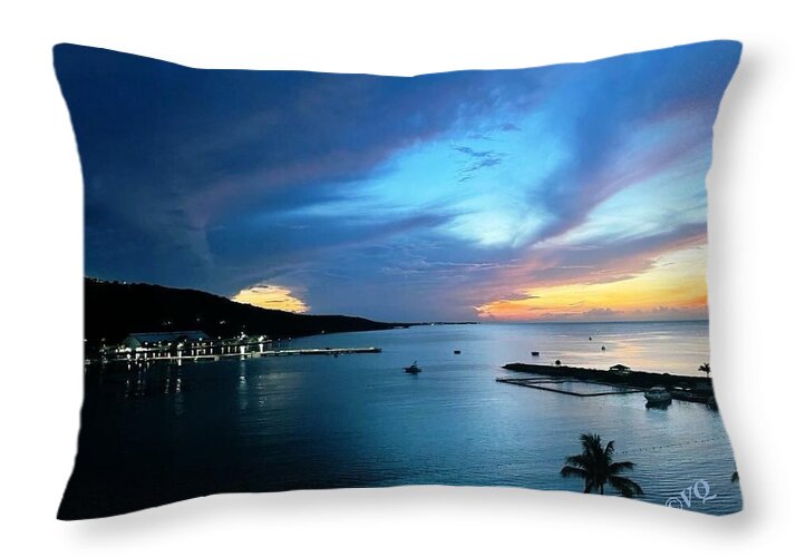 Vibrant Sunset Over Calm Waters - Throw Pillow