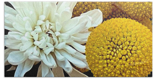 Chrysanthemum and Yellow Spheres - Bath Towel