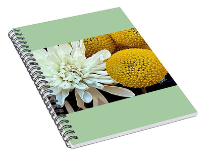 Chrysanthemum and Yellow Spheres - Spiral Notebook