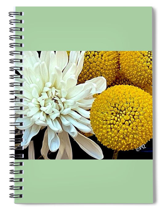 Chrysanthemum and Yellow Spheres - Spiral Notebook