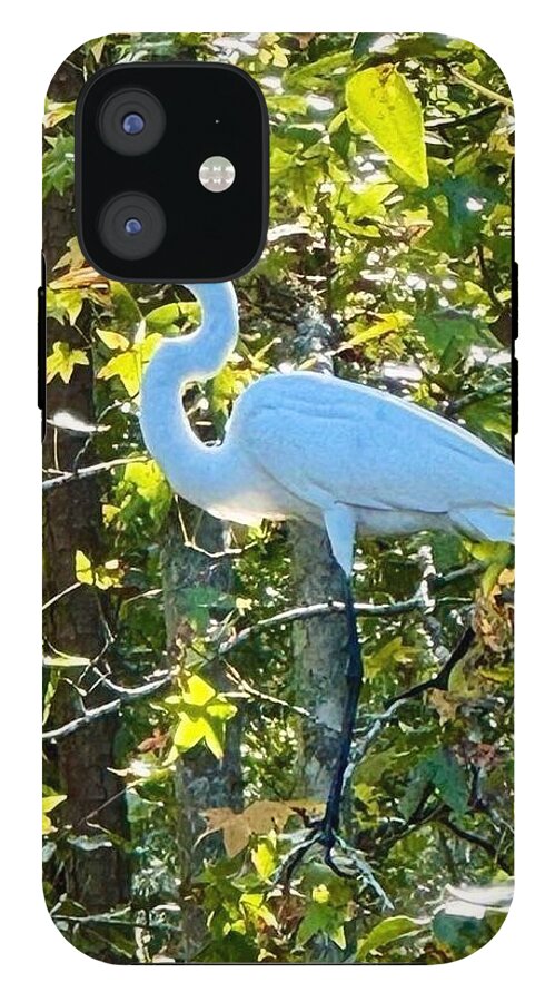 Egret Posing Among Lush Foliage - Phone Case