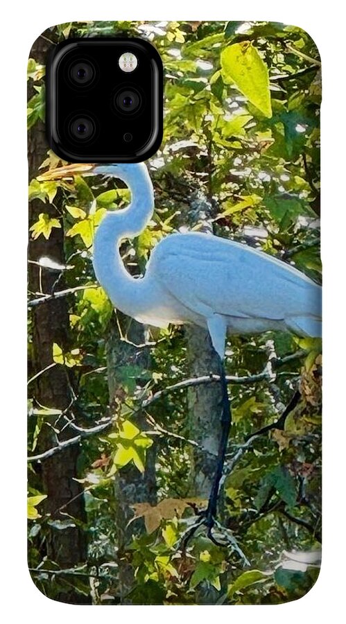 Egret Posing Among Lush Foliage - Phone Case
