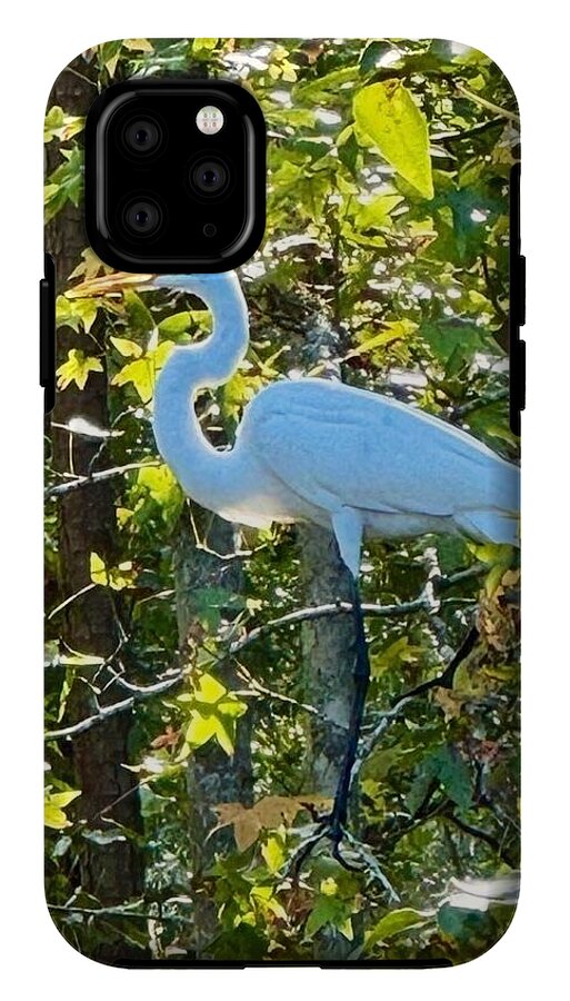 Egret Posing Among Lush Foliage - Phone Case