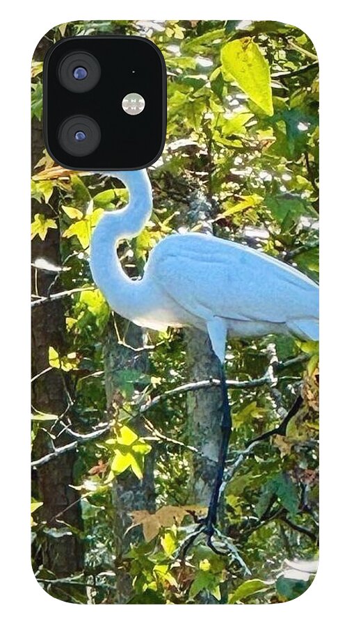 Egret Posing Among Lush Foliage - Phone Case