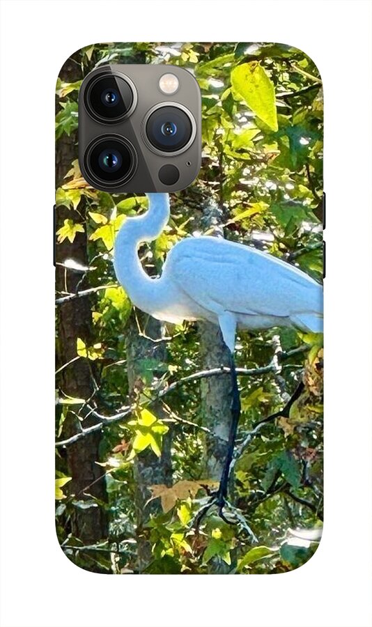 Egret Posing Among Lush Foliage - Phone Case
