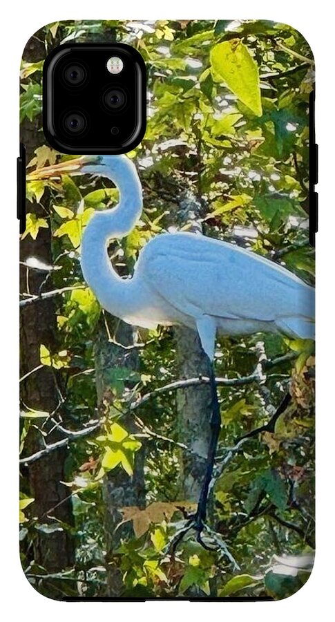 Egret Posing Among Lush Foliage - Phone Case