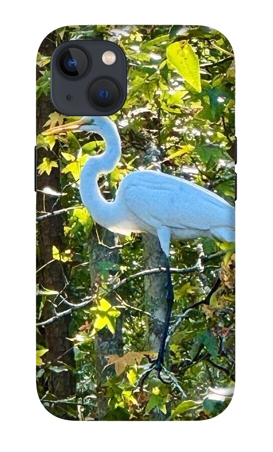 Egret Posing Among Lush Foliage - Phone Case