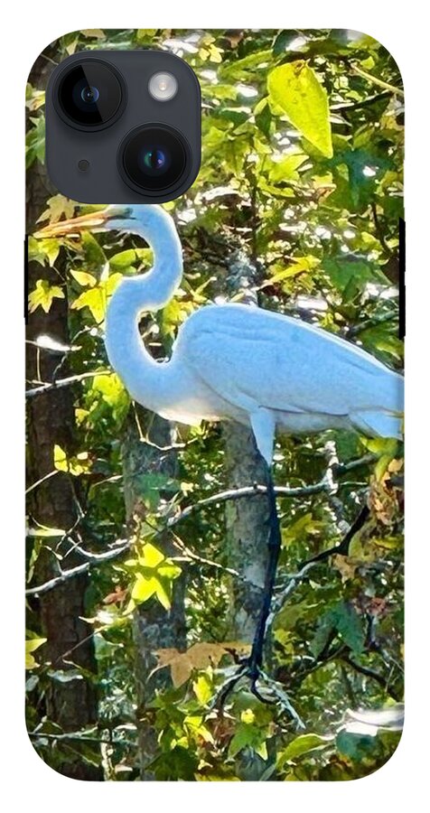 Egret Posing Among Lush Foliage - Phone Case