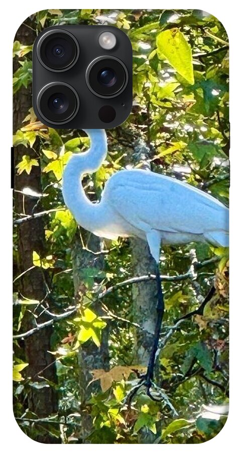 Egret Posing Among Lush Foliage - Phone Case