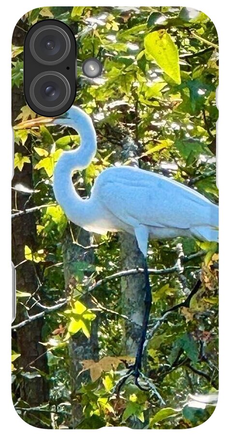Egret Posing Among Lush Foliage - Phone Case