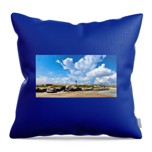 Lighthouse Under Expansive Sky - Throw Pillow