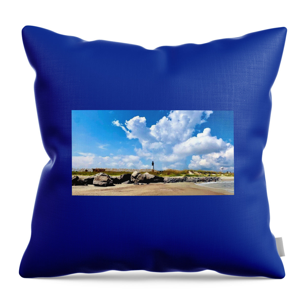 Lighthouse Under Expansive Sky - Throw Pillow