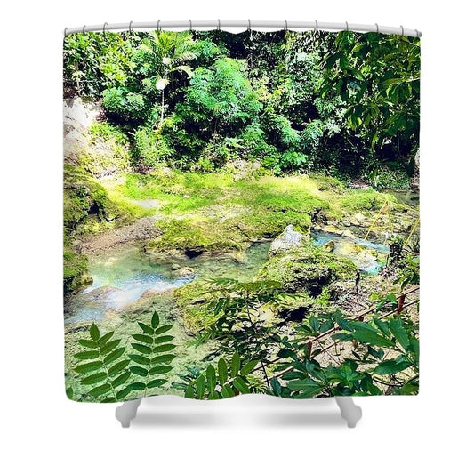 Lush Jungle Stream - Shower Curtain