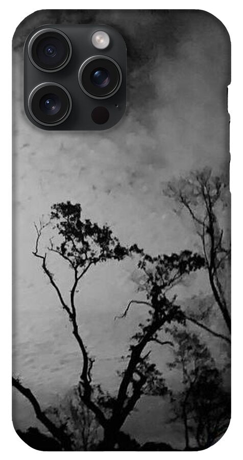 Moonlit Night with Silhouetted Trees - Phone Case