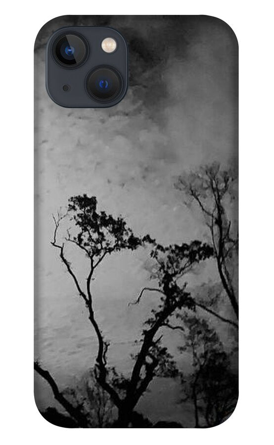 Moonlit Night with Silhouetted Trees - Phone Case