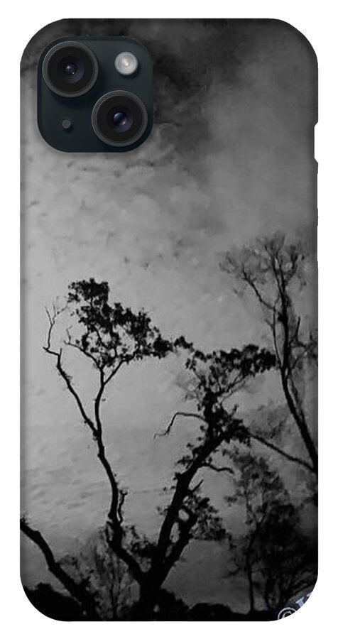 Moonlit Night with Silhouetted Trees - Phone Case