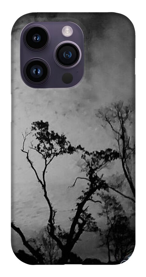Moonlit Night with Silhouetted Trees - Phone Case