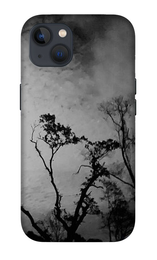 Moonlit Night with Silhouetted Trees - Phone Case