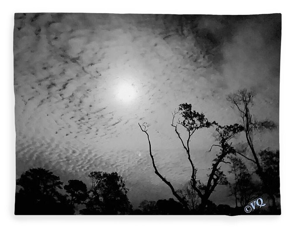 Moonlit Night with Silhouetted Trees - Blanket