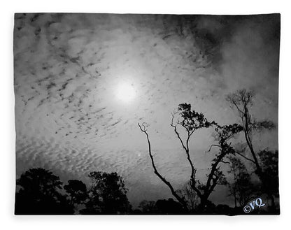 Moonlit Night with Silhouetted Trees - Blanket