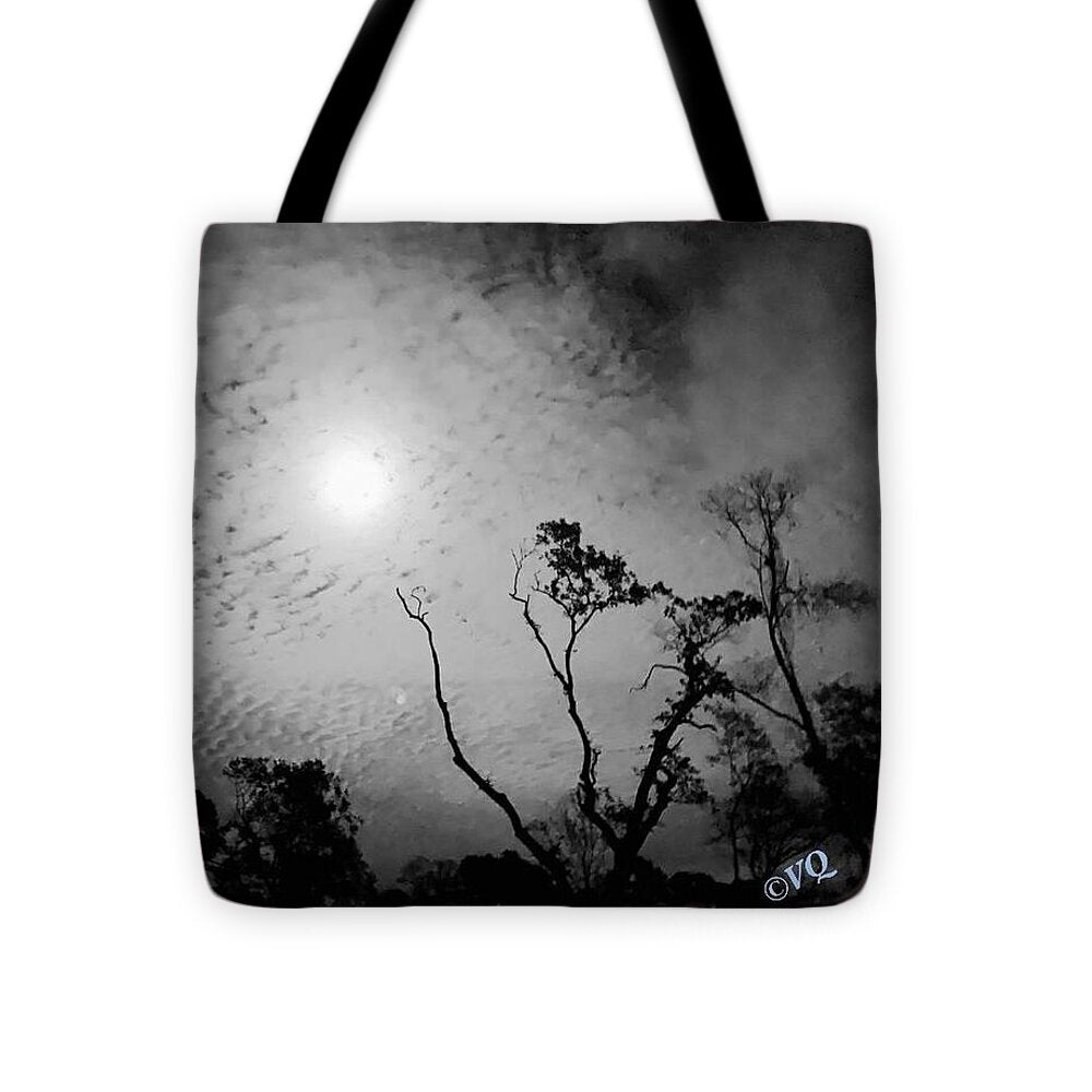 Moonlit Night with Silhouetted Trees - Tote Bag
