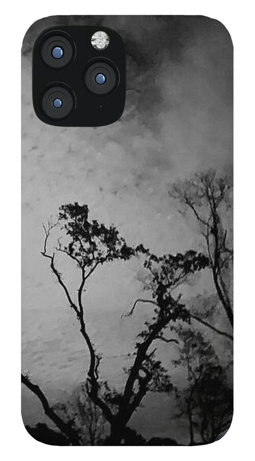 Moonlit Night with Silhouetted Trees - Phone Case