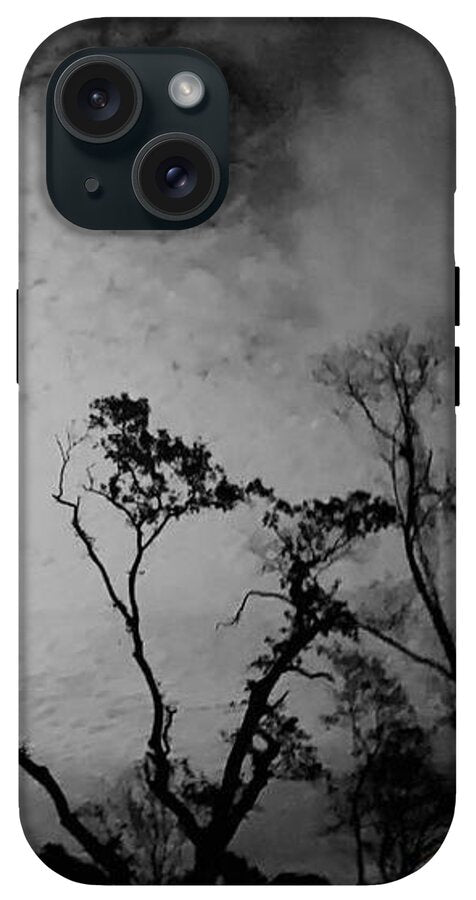 Moonlit Night with Silhouetted Trees - Phone Case