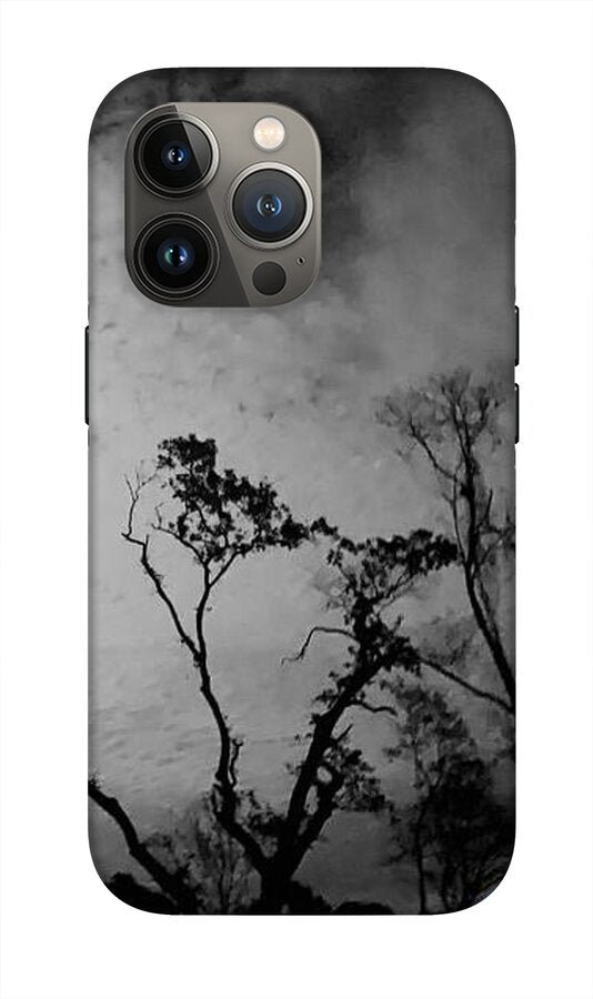 Moonlit Night with Silhouetted Trees - Phone Case
