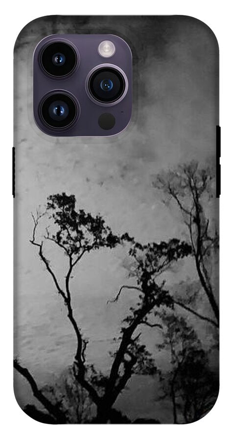Moonlit Night with Silhouetted Trees - Phone Case