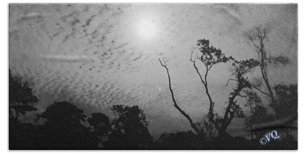 Moonlit Night with Silhouetted Trees - Beach Towel