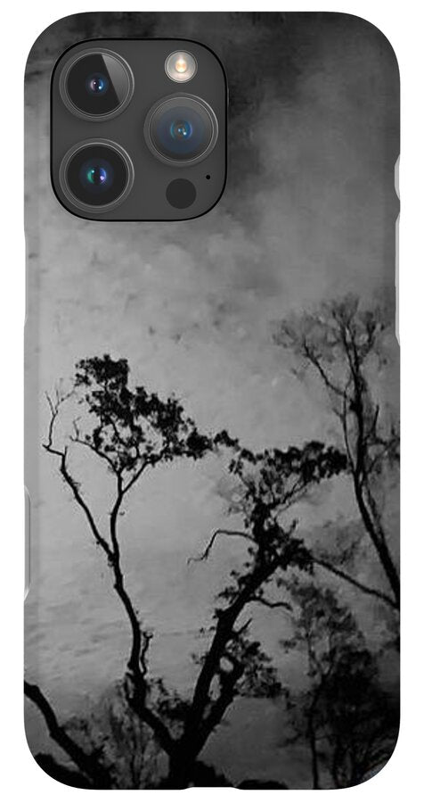 Moonlit Night with Silhouetted Trees - Phone Case