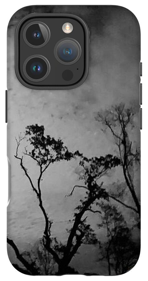 Moonlit Night with Silhouetted Trees - Phone Case