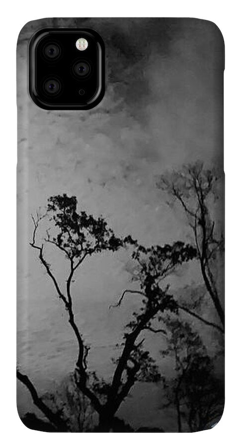Moonlit Night with Silhouetted Trees - Phone Case