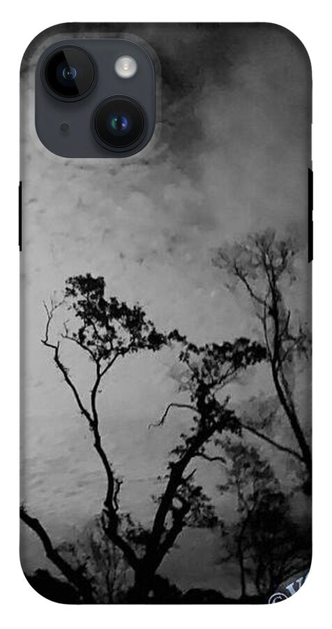 Moonlit Night with Silhouetted Trees - Phone Case