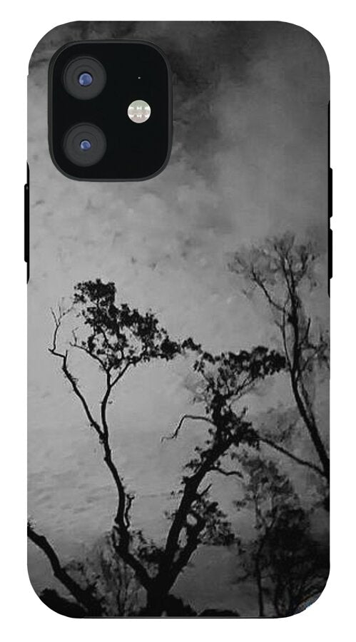 Moonlit Night with Silhouetted Trees - Phone Case