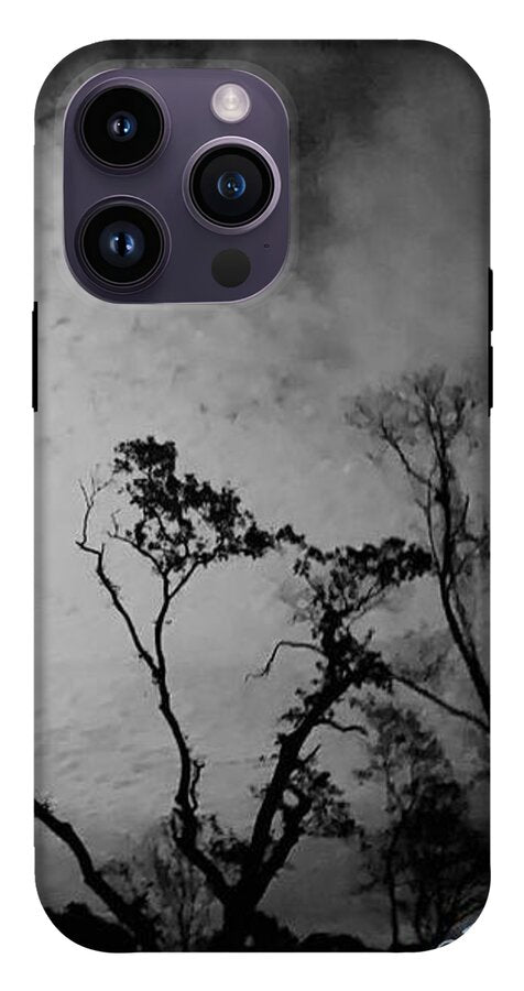 Moonlit Night with Silhouetted Trees - Phone Case